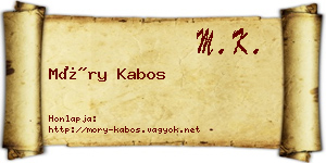 Móry Kabos névjegykártya